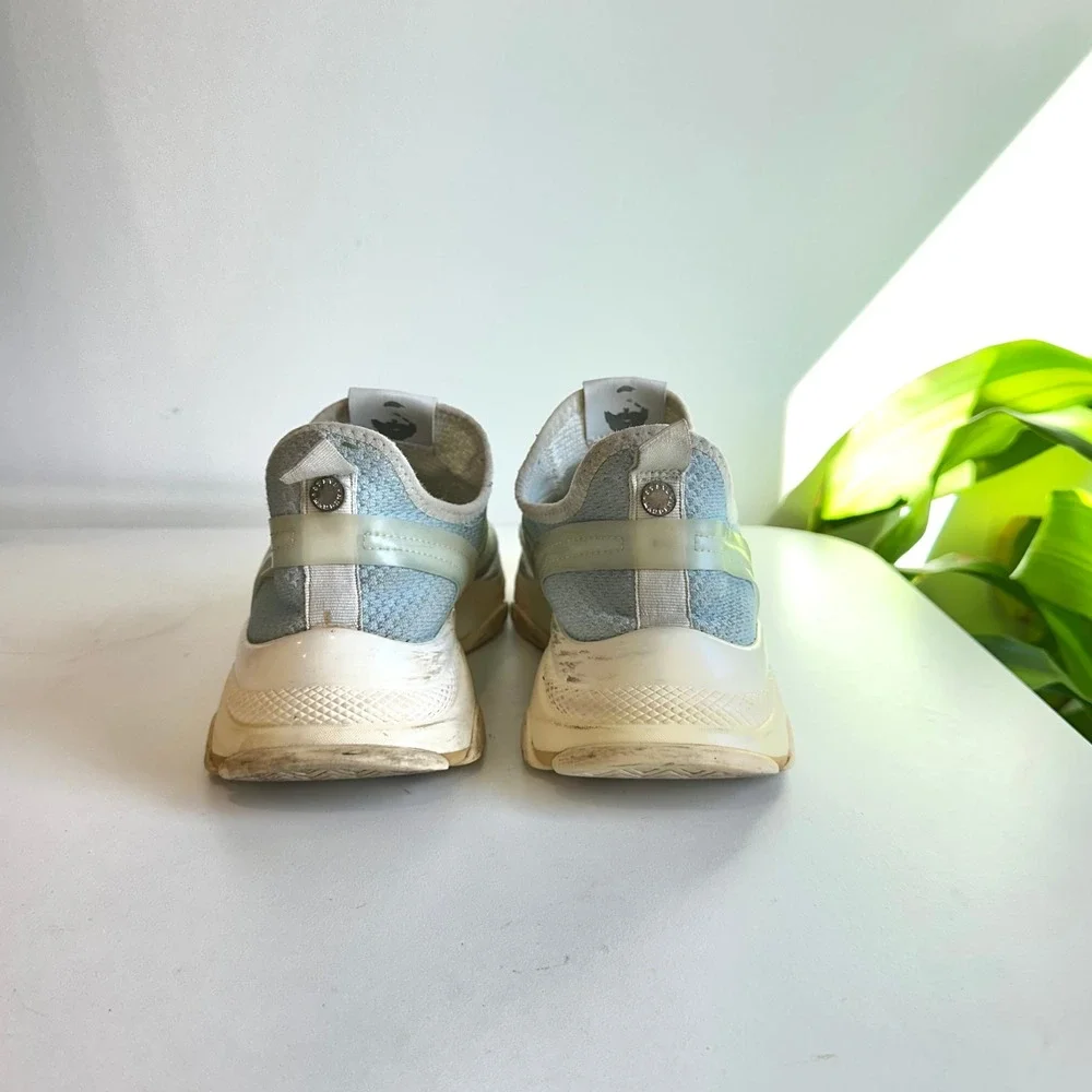 Steve Madden NY90 Myles Chunky Knit Sneakers Light‎ Blue Sage Green Women 10M